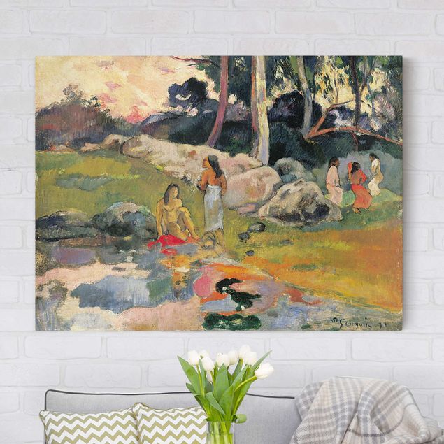 Stampe su tela paesaggio Paul Gauguin - Donne in riva al fiume