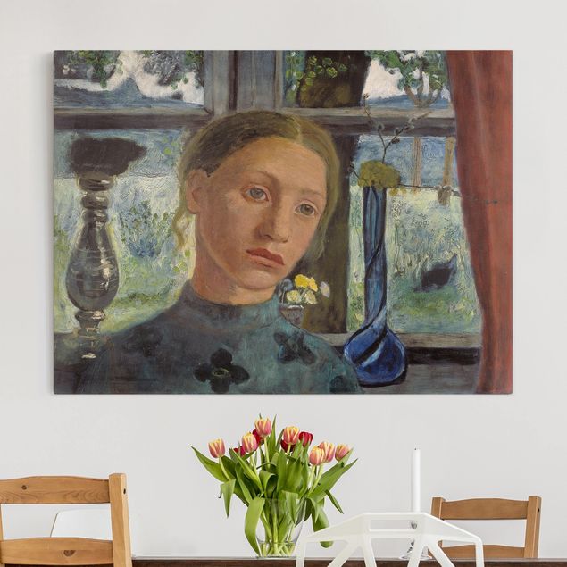 Stampe su tela di Paula Modersohn-Becker Paula Modersohn-Becker - Testa di ragazza davanti alla finestra