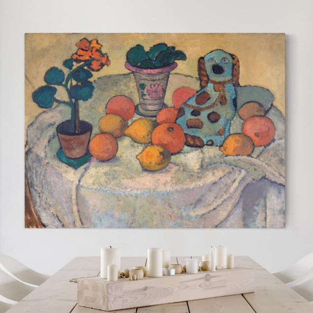 Riproduzioni su tela quadri famosi Paula Modersohn-Becker - Natura morta con arance e cane in gres