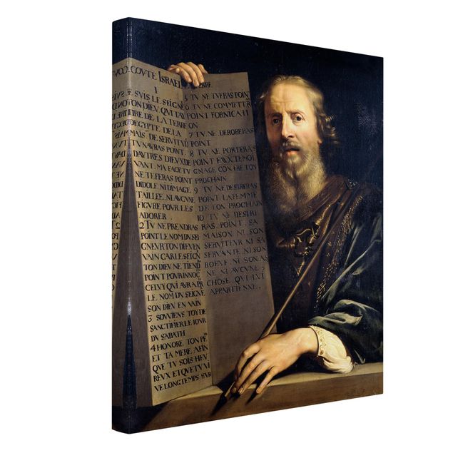 Stampe su tela Philippe de Champaigne - Mosè con i dieci comandamenti
