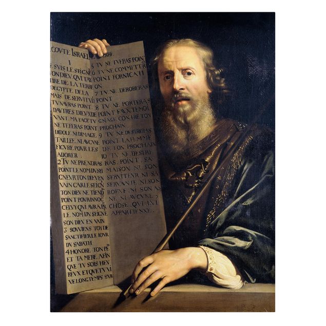Stampa su tela - Philippe de Champaigne - Mosè con i Dieci Comandamenti - Verticale 3:4