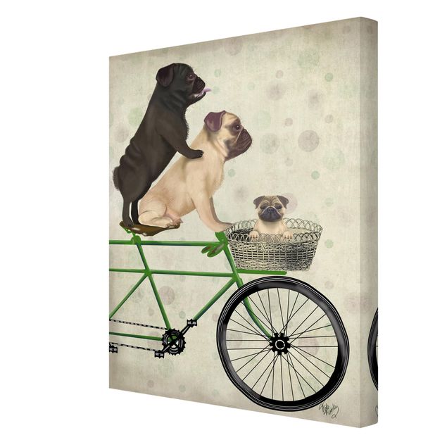 Stampa su tela - Tour in bicicletta - Cuccioli di cane in bicicletta - Verticale 3:4