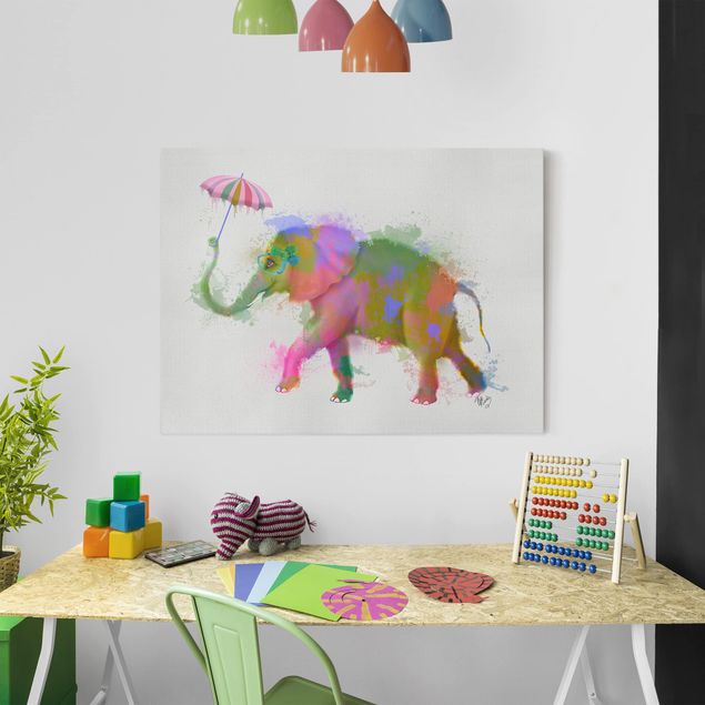 Riproduzioni su tela quadri famosi Elefante a schizzi d'arcobaleno