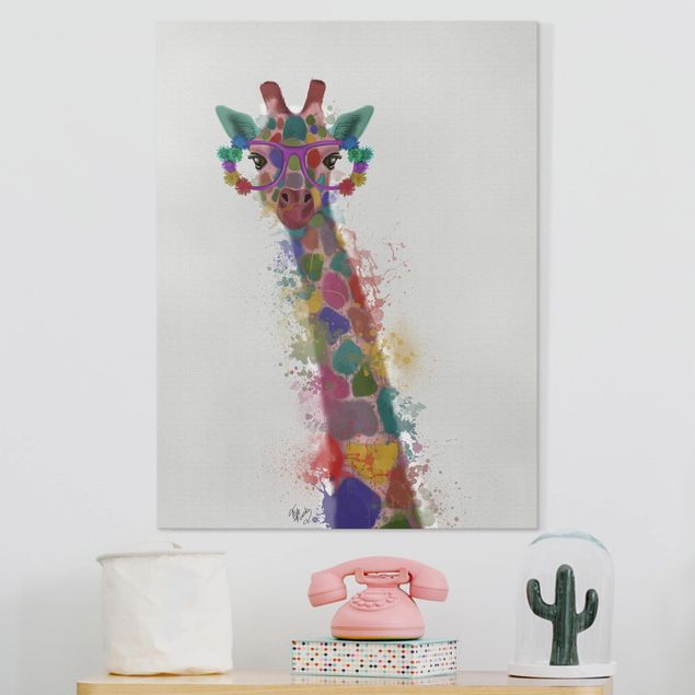 quadri con animali Giraffa con schizzi arcobaleno