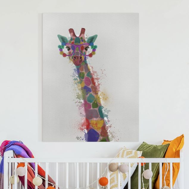 Quadri con giraffe Giraffa con schizzi arcobaleno