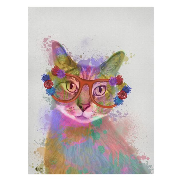 Stampe su tela Gatto con schizzi arcobaleno