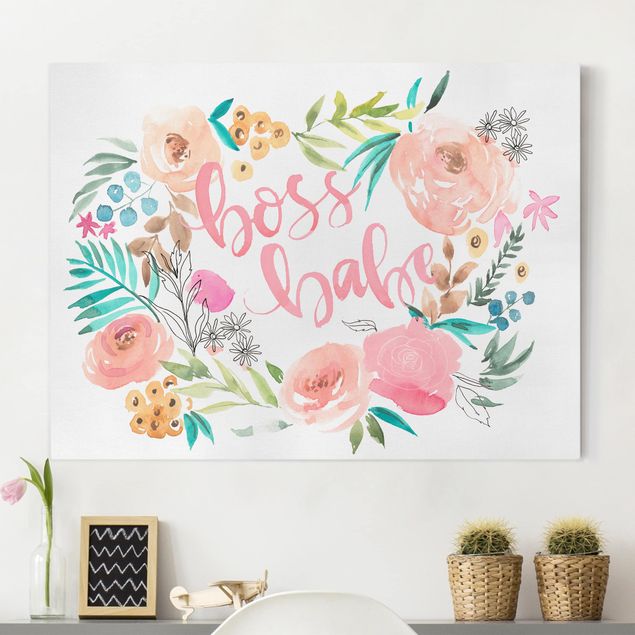 Quadri su tela fiori Pink Flowers - Boss Babe