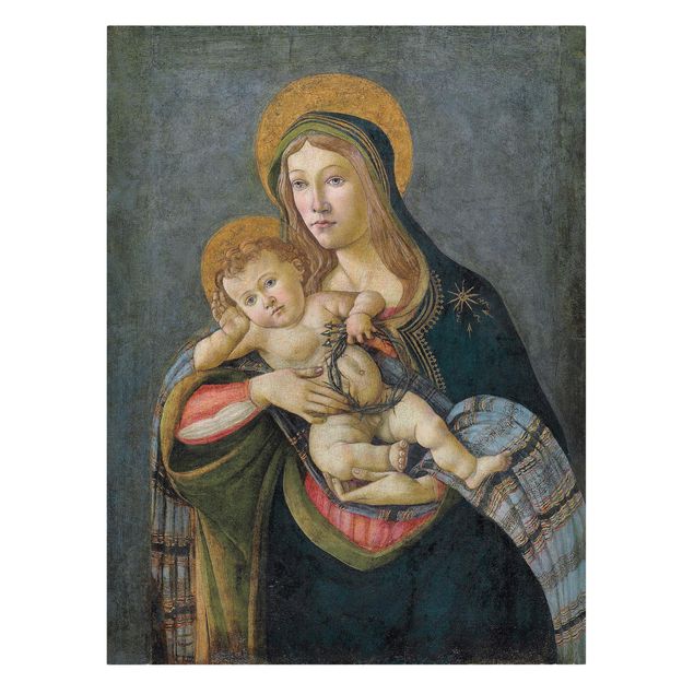 Stampa su tela - Sandro Botticelli - Madonna e Bambino con Corona di Spine e tre Chiodi - Verticale 3:4