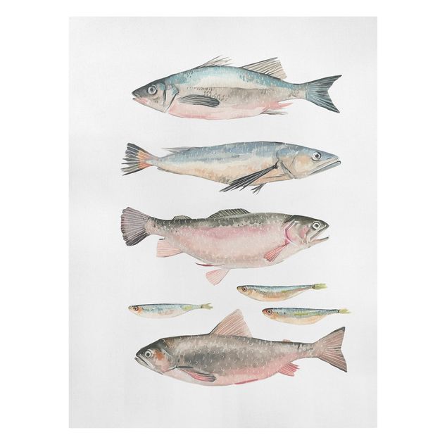 Quadri su tela Sette pesci in acquerello I