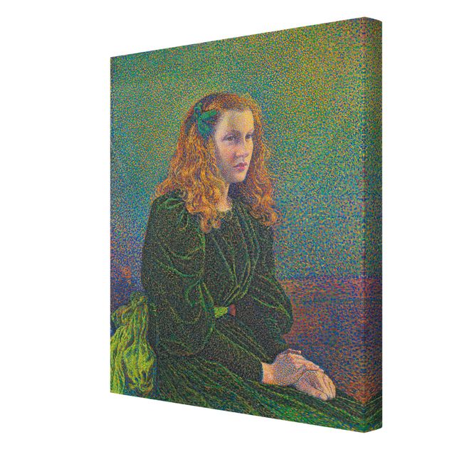 Stampa su tela - Theo van Rysselberghe - Giovane donna in abito verde - Verticale 3:4