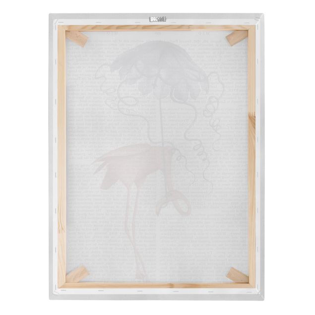 Stampa su tela Lettura con animali - Fenicottero con ombrello