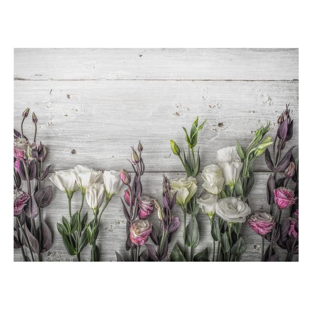 Stampa su tela - Tulip Rose Shabby Wood Look - Orizzontale 4:3