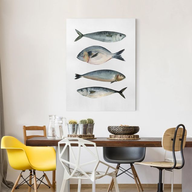 Riproduzioni su tela quadri famosi Quattro pesci nell'acquerello II