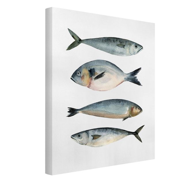 Quadri moderni per soggiorno Quattro pesci nell'acquerello II