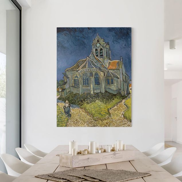 Stampe su tela città Vincent van Gogh - La chiesa di Auvers