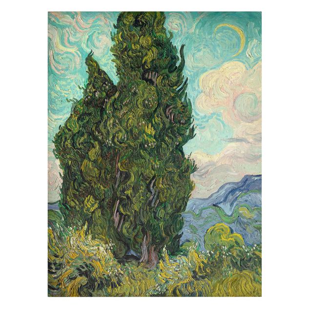 Stampe su tela Vincent van Gogh - Cipressi