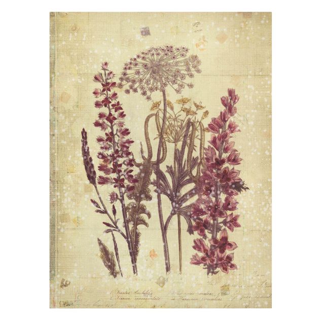 Stampa su tela - Vintage Linen Look Flowers - Verticale 3:4