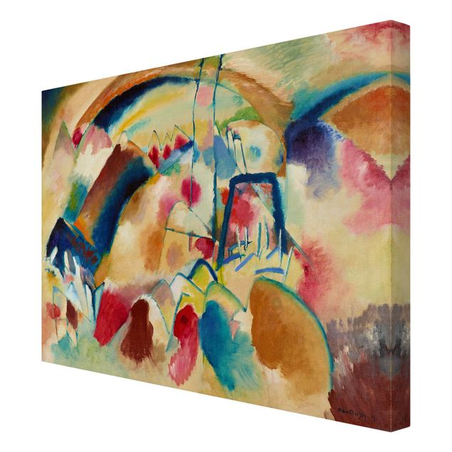 Quadri su tela Wassily Kandinsky - Paesaggio con chiesa (Paesaggio con macchie rosse)