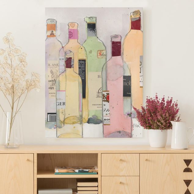 Riproduzioni su tela Bottiglie di vino in acquerello I