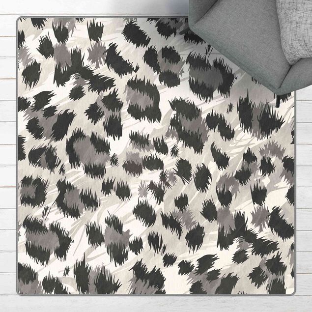 Tappeti bagno moderni Motivo leopardato con struttura in acquerello grigio