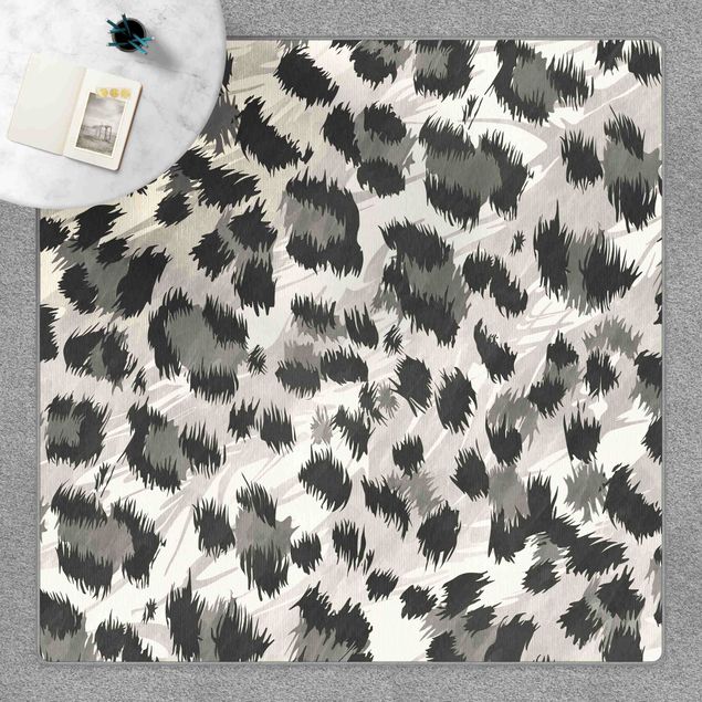 Tappeto bagno grigio Motivo leopardato con struttura in acquerello grigio