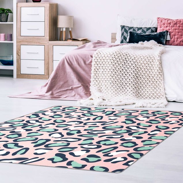 Tappeti grandi Motivo leopardato in pastello rosa e grigio