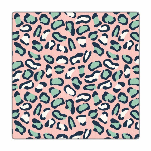 Tappeti  - Motivo leopardato in pastello rosa e grigio