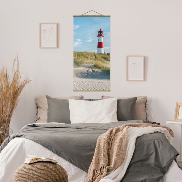 Foto su tessuto da parete con bastone - Faro al mare del Nord - Verticale 1:2