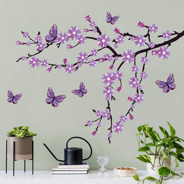 Adesivo murale - Ramo di fiori viola