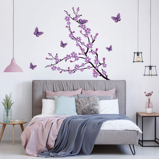 Adesivo murale - Ramo di fiori viola