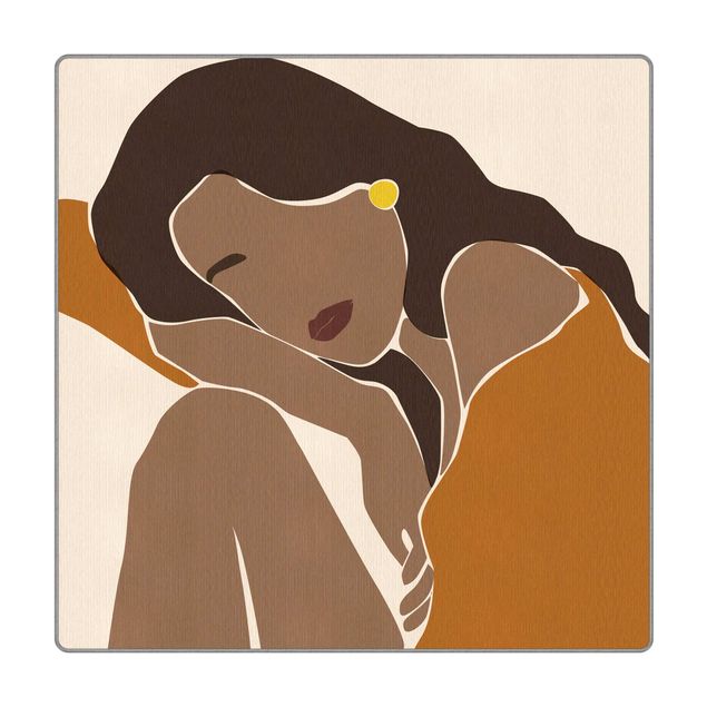 Tappeti  - Line Art donna in marrone e beige