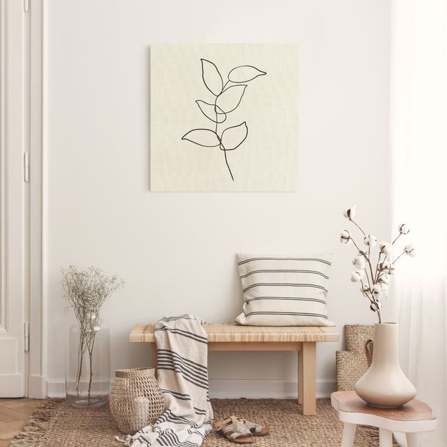 Quadro su tela fiori Line Art - Ramo Bianco e Nero