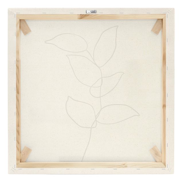 Quadro su tela naturale - Line Art ramo in bianco e nero - Quadrato 1:1