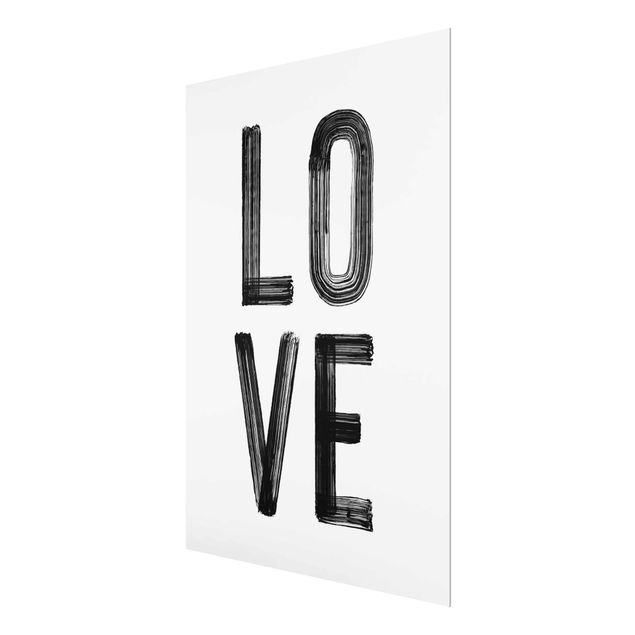 Quadro in vetro - Love tipografia in nero