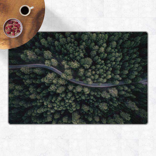 Tappeti foresta Veduta aerea - Strada nella foresta dall'alto