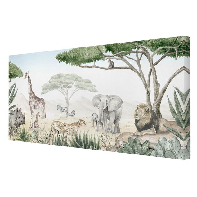 Stampe su tela paesaggio Maestoso mondo animale della savana