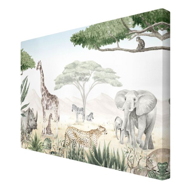 Quadri su tela paesaggio Maestoso mondo animale della savana