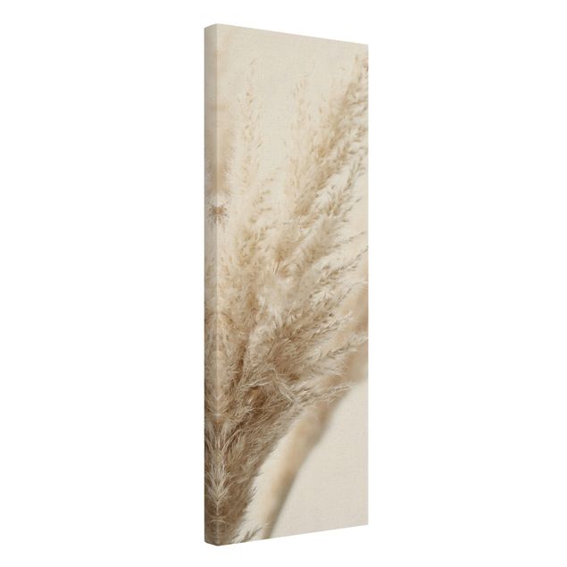 Quadro su tela naturale - Macro inquadratura di erba della Pampas - Formato verticale 1:3