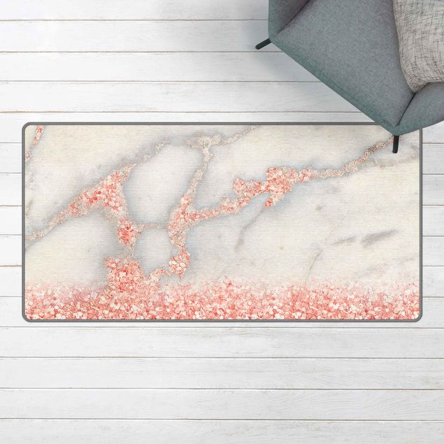 Teppich Marmoroptik Effetto marmo con coriandoli rosa