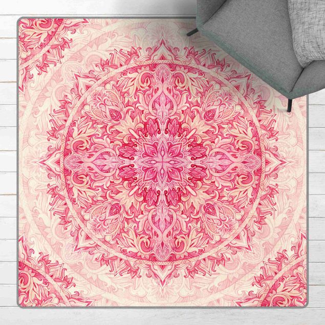 Tappeti fucsia Ornamento mandala in acquerello pink