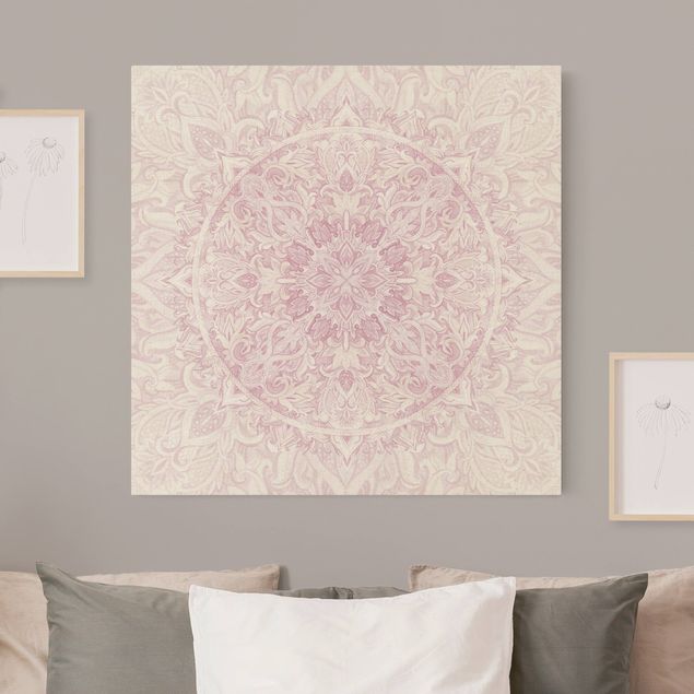 Riproduzioni su tela quadri famosi Ornamento mandala in acquerello rosa