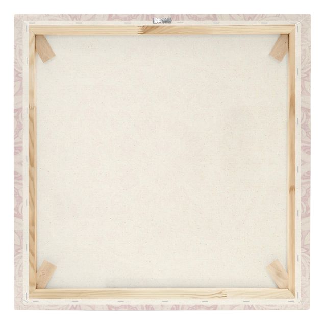 Quadro su tela naturale - Ornamento mandala in acquerello rosa - Quadrato 1:1