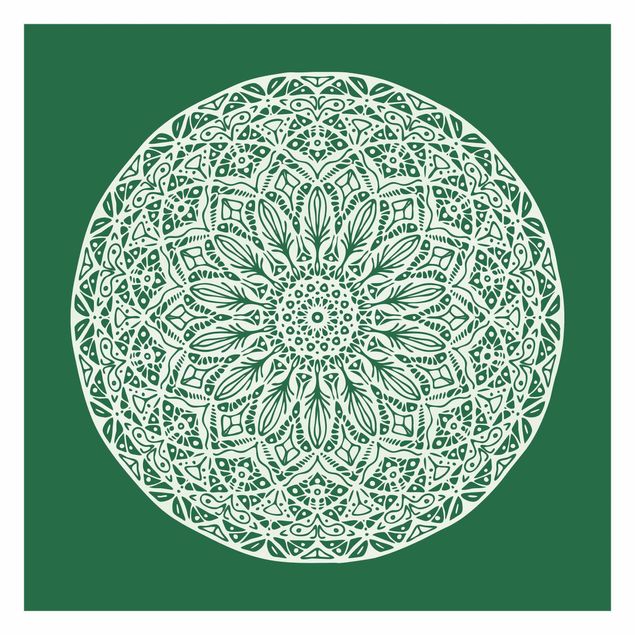 Carta da parati - Ornamento mandala su sfondo verde