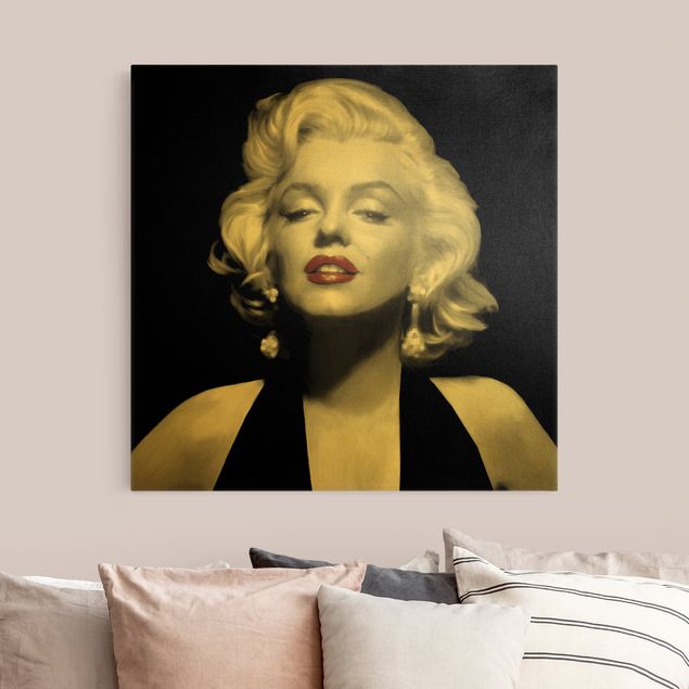 Stampa su tela vintage Marilyn con le labbra rosse