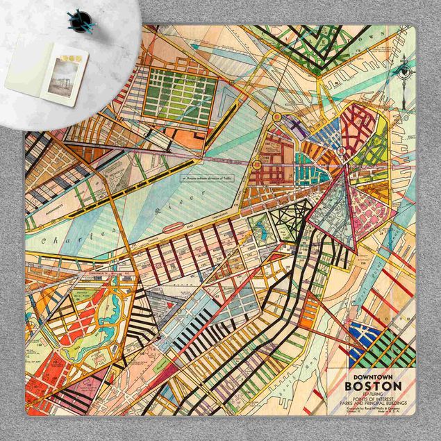 Tappeti colorati Cartina moderna di Boston