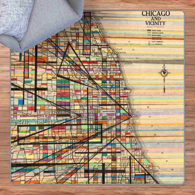 Tappeti colorati Cartina moderna di Chicago