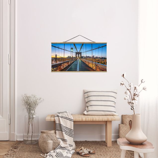 Foto su tessuto da parete con bastone - Veduta mattutina dal ponte di Brooklyn - Orizzontale 2:1