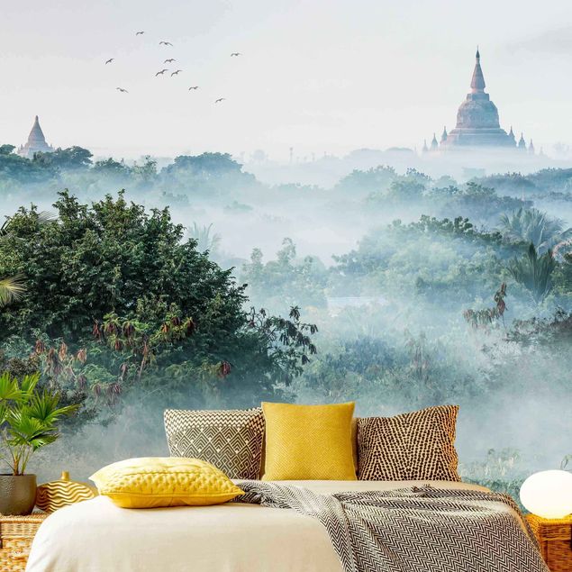 Carta da parati - Nebbia mattutina sulla giungla di Bagan