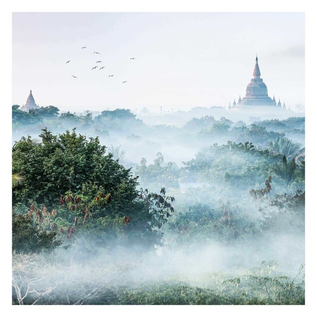 Carta da parati - Nebbia mattutina sulla giungla di Bagan