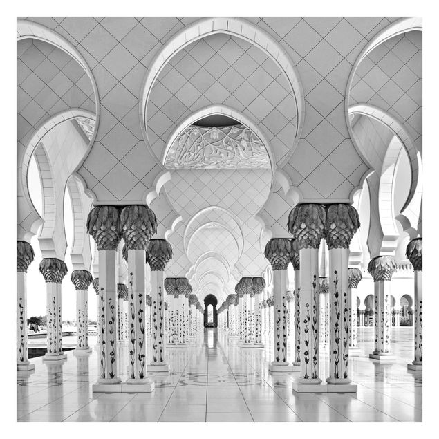 Carta da parati - Moschea ad Abu Dhabi in bianco e nero